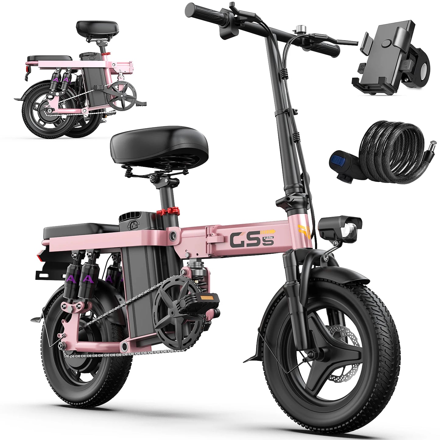 UPlee GS5 48V 15Ah Folding Electric Bike For Adults 20 Mile Range