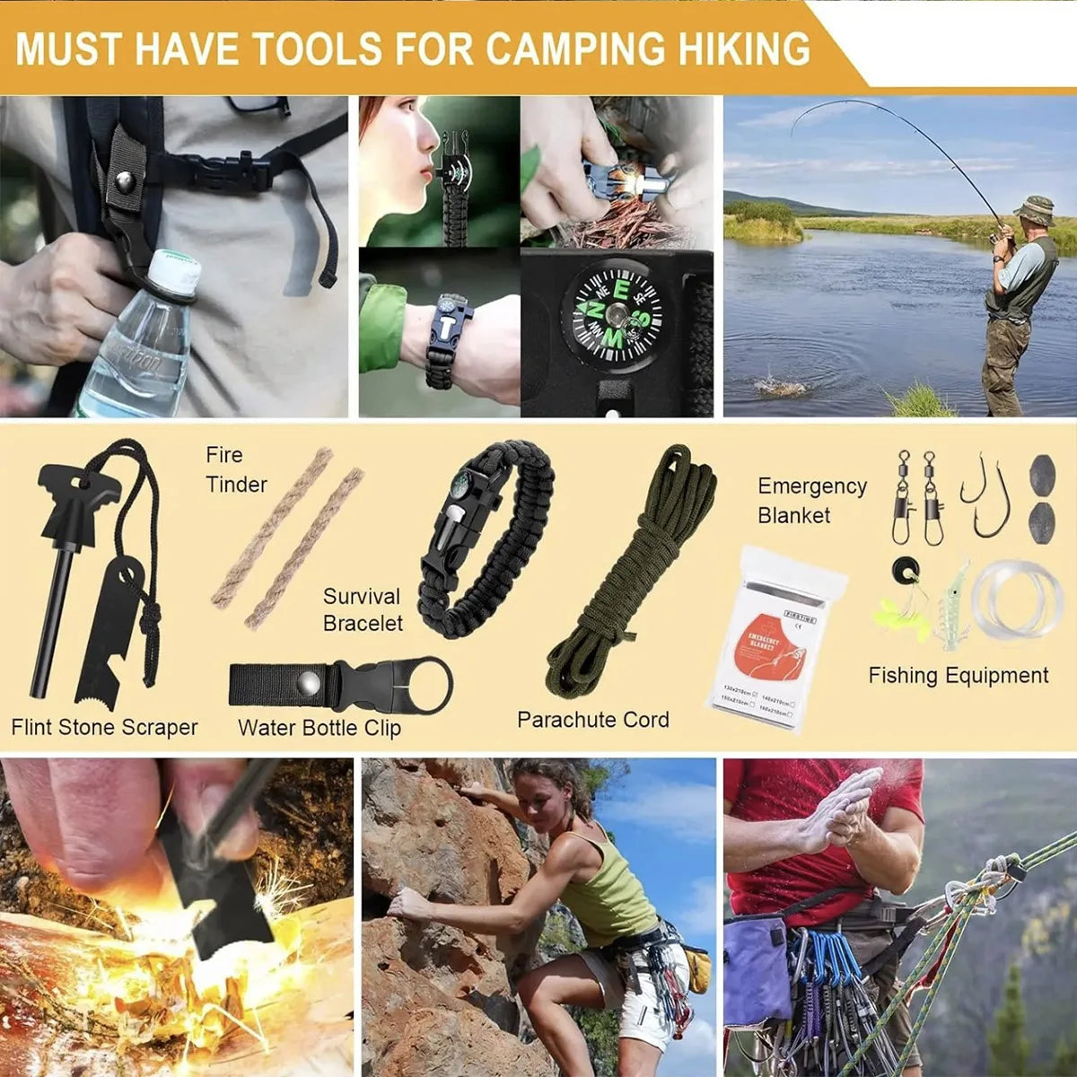 Emergency Survival First Aid Kit 142Pcs For Outdoor Camping