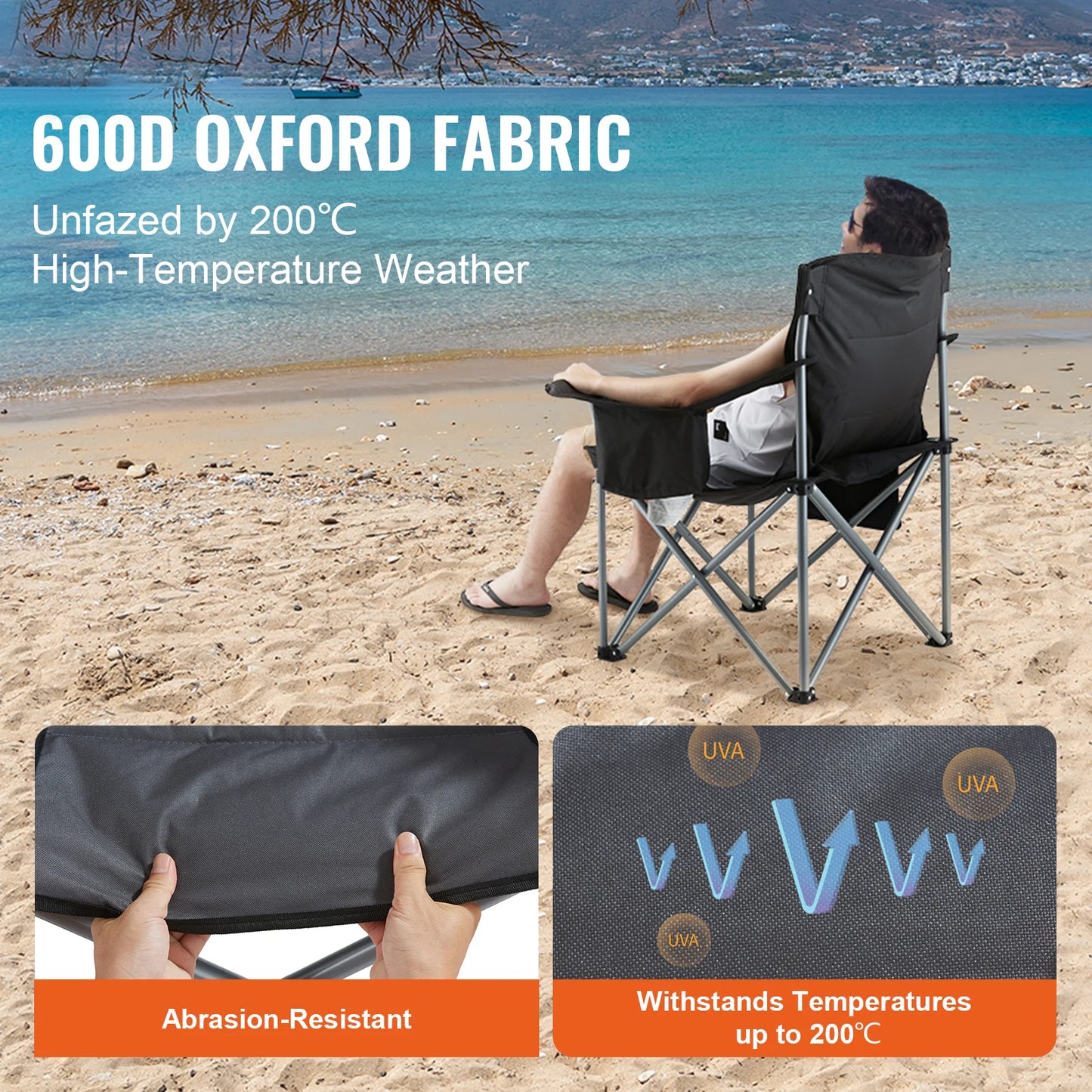 VEVOR Camping Folding Chair With Quad Lumbar Back Support