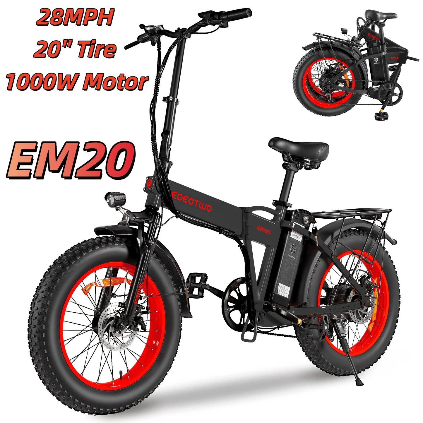 EOEOTWO 1500W 48V Electric Bike With 15Ah Battery And Fat Tires