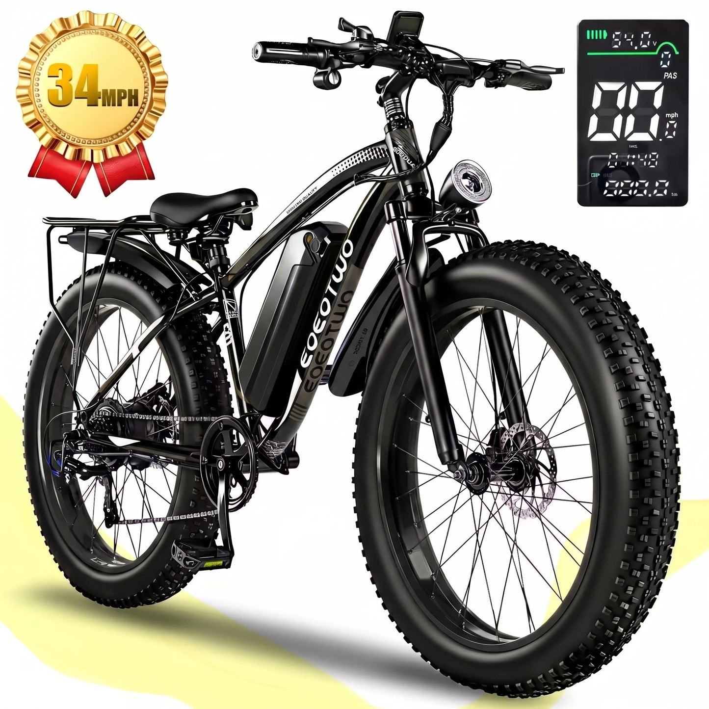 EOEOTWO 1500W 48V Electric Bike With 15Ah Battery And Fat Tires