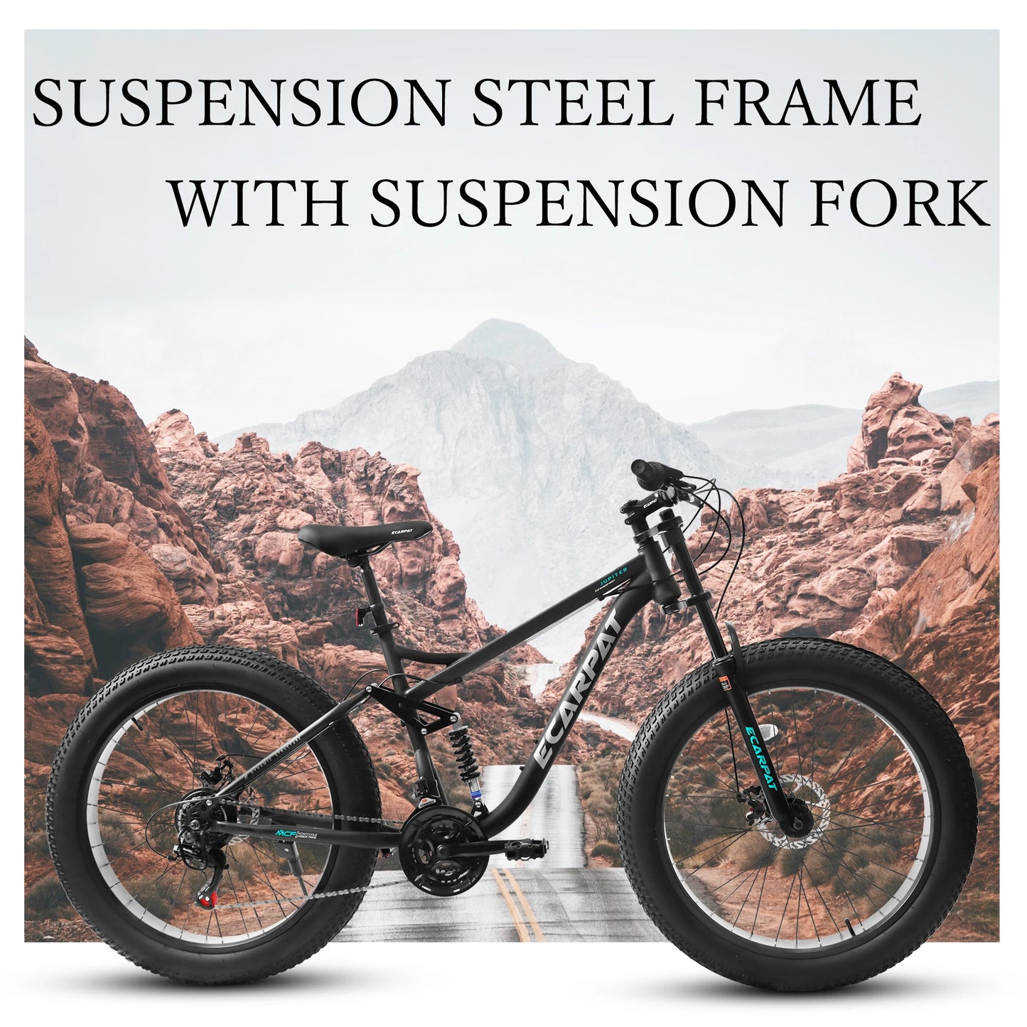 Fat Tire Full Suspension Mountain Bike With Brakes 21 Speed