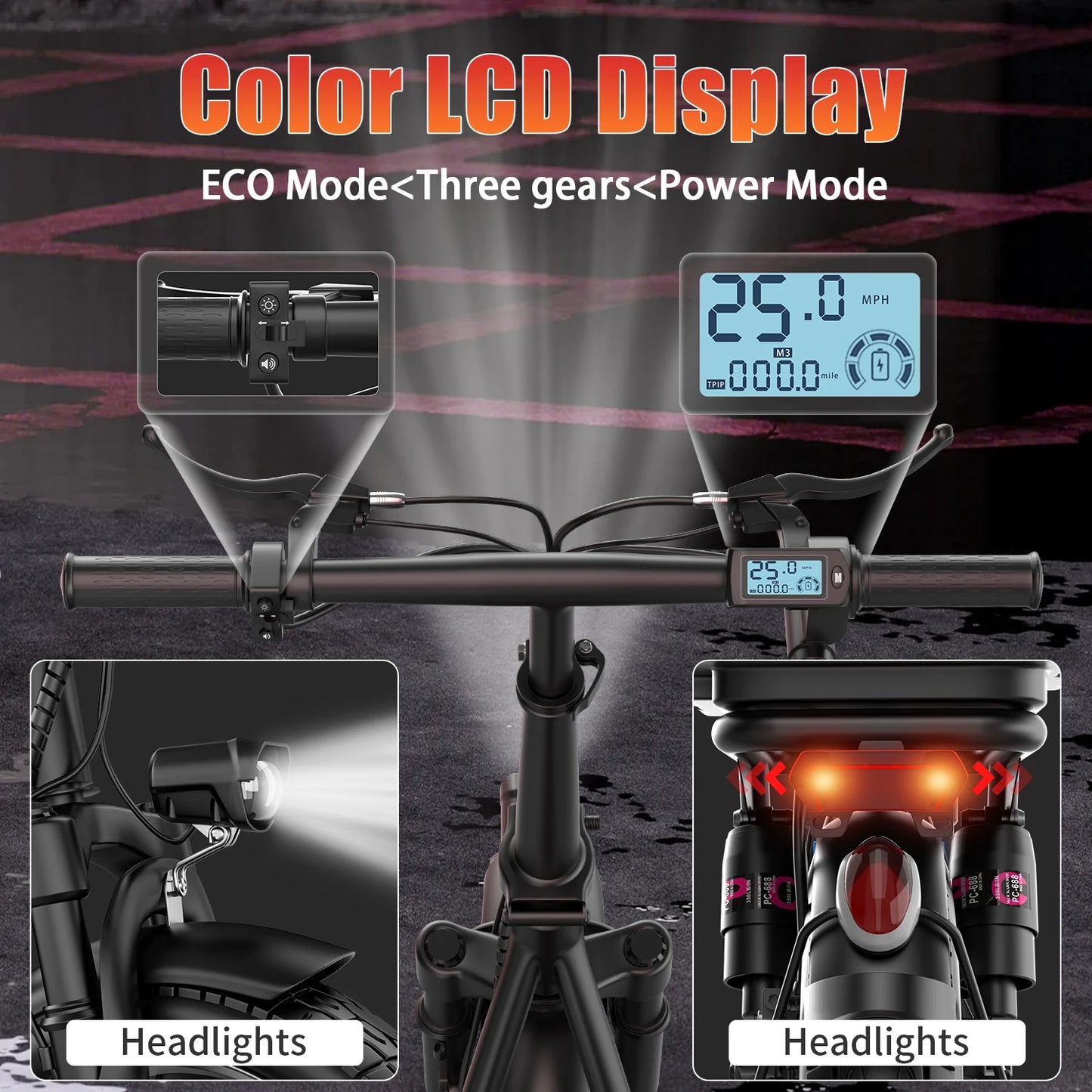 UPlee GQ8 Electric Bike 500W Peak Motor 48V 15Ah Fat Tire