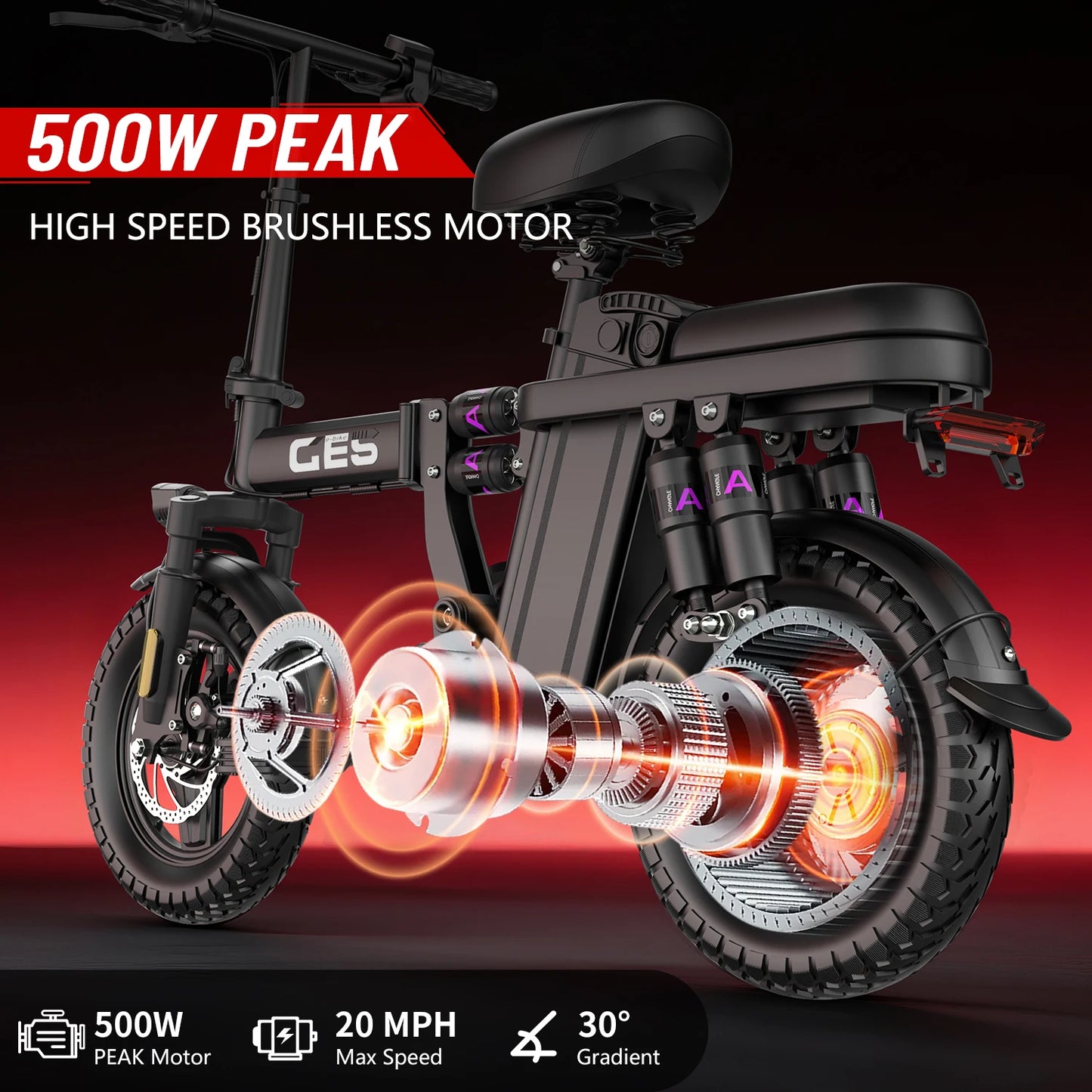 UPlee GE5 Electric Bike 500W Peak Motor 48V 15Ah Battery
