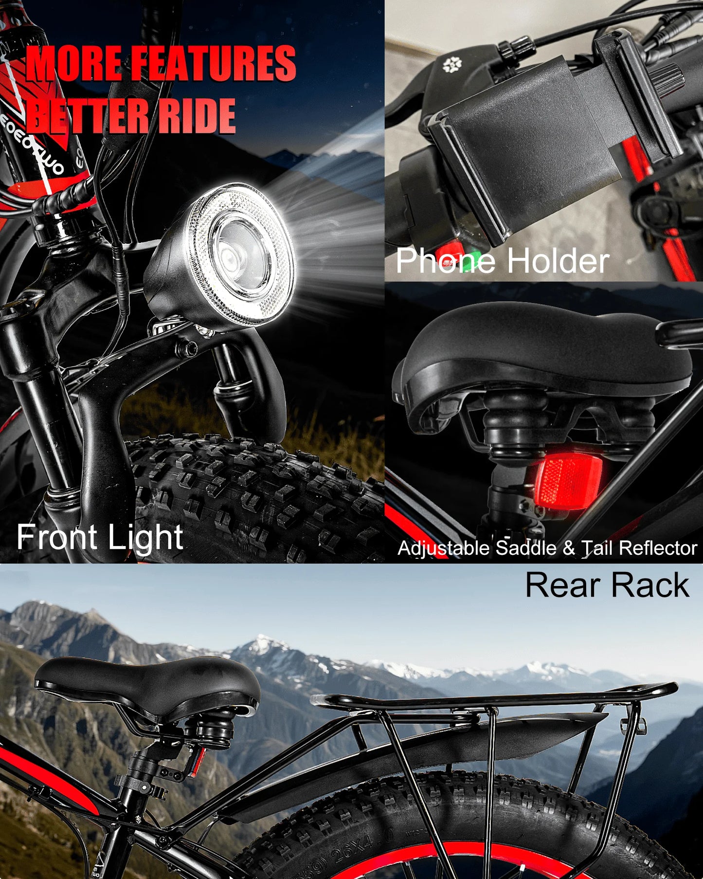 EOEOTWO 1500W 48V Electric Bike With 15Ah Battery And Fat Tires