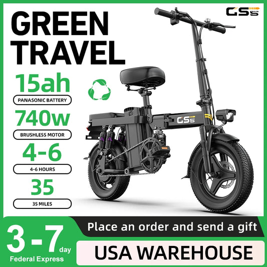 UPlee GS5 48V 15Ah Folding Electric Bike For Adults 20 Mile Range