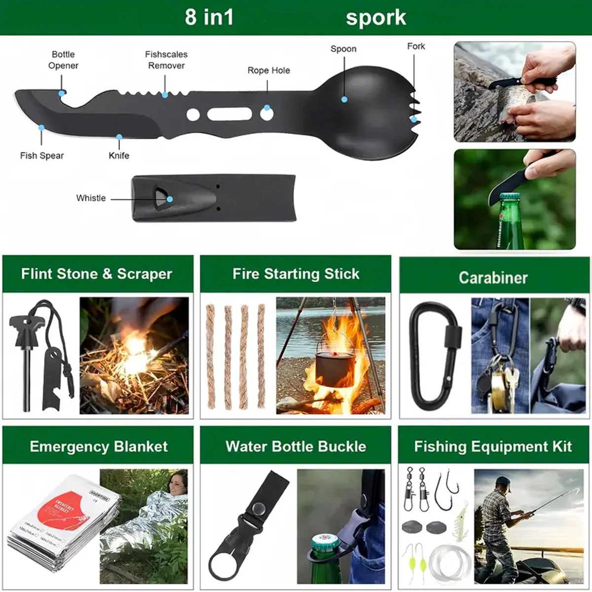 Emergency Survival First Aid Kit 142Pcs For Outdoor Camping