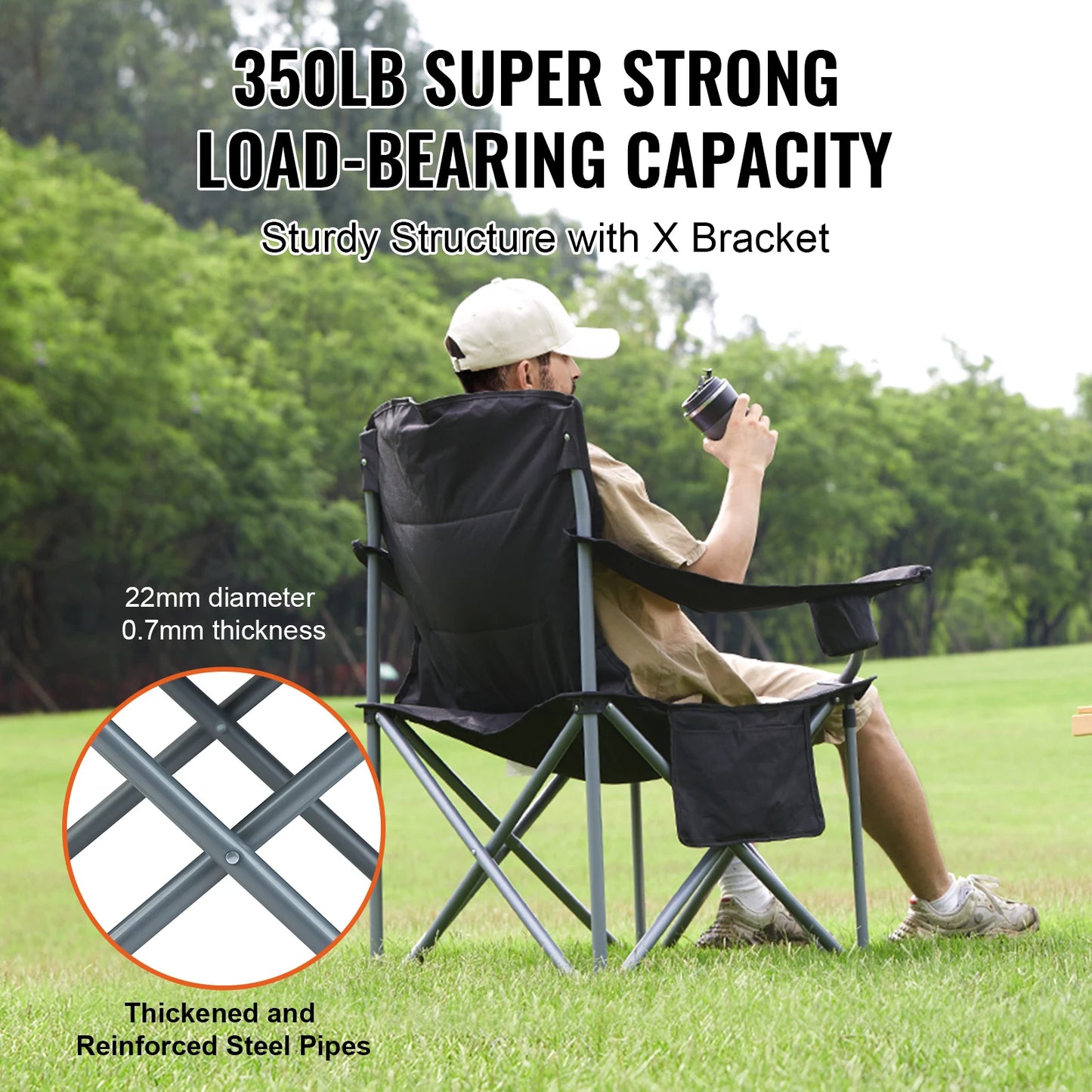 VEVOR Camping Folding Chair With Quad Lumbar Back Support