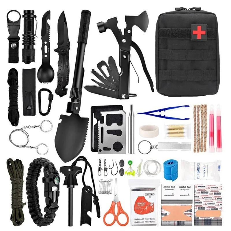 Emergency Survival First Aid Kit 142Pcs For Outdoor Camping