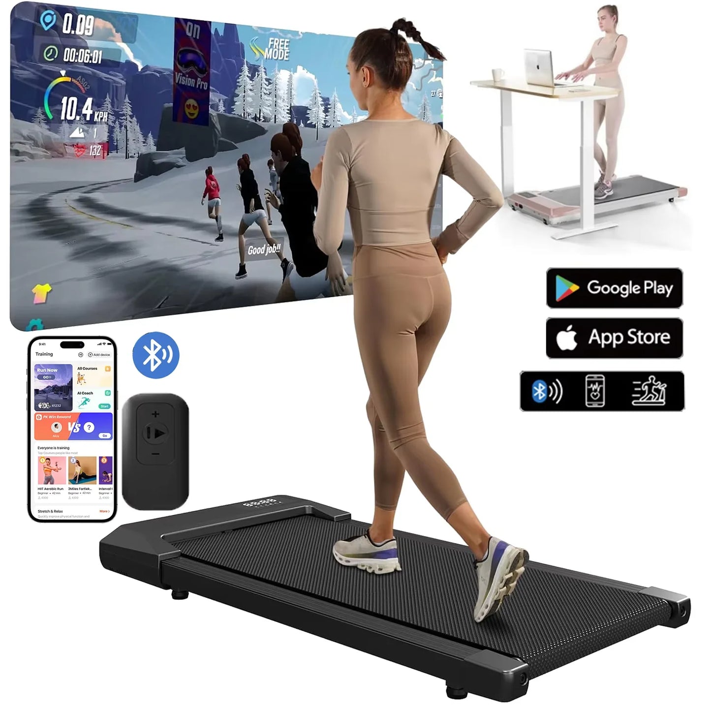 Superun 2.5HP Home Treadmill With LCD Display Bluetooth