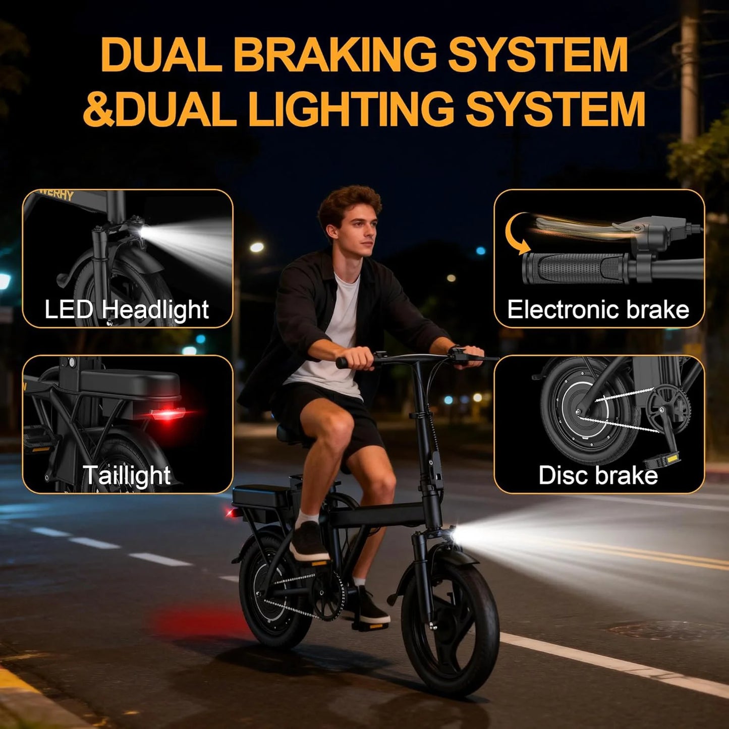 Ladped Foldable Electric Bike 500W 48V Two Seat Adults