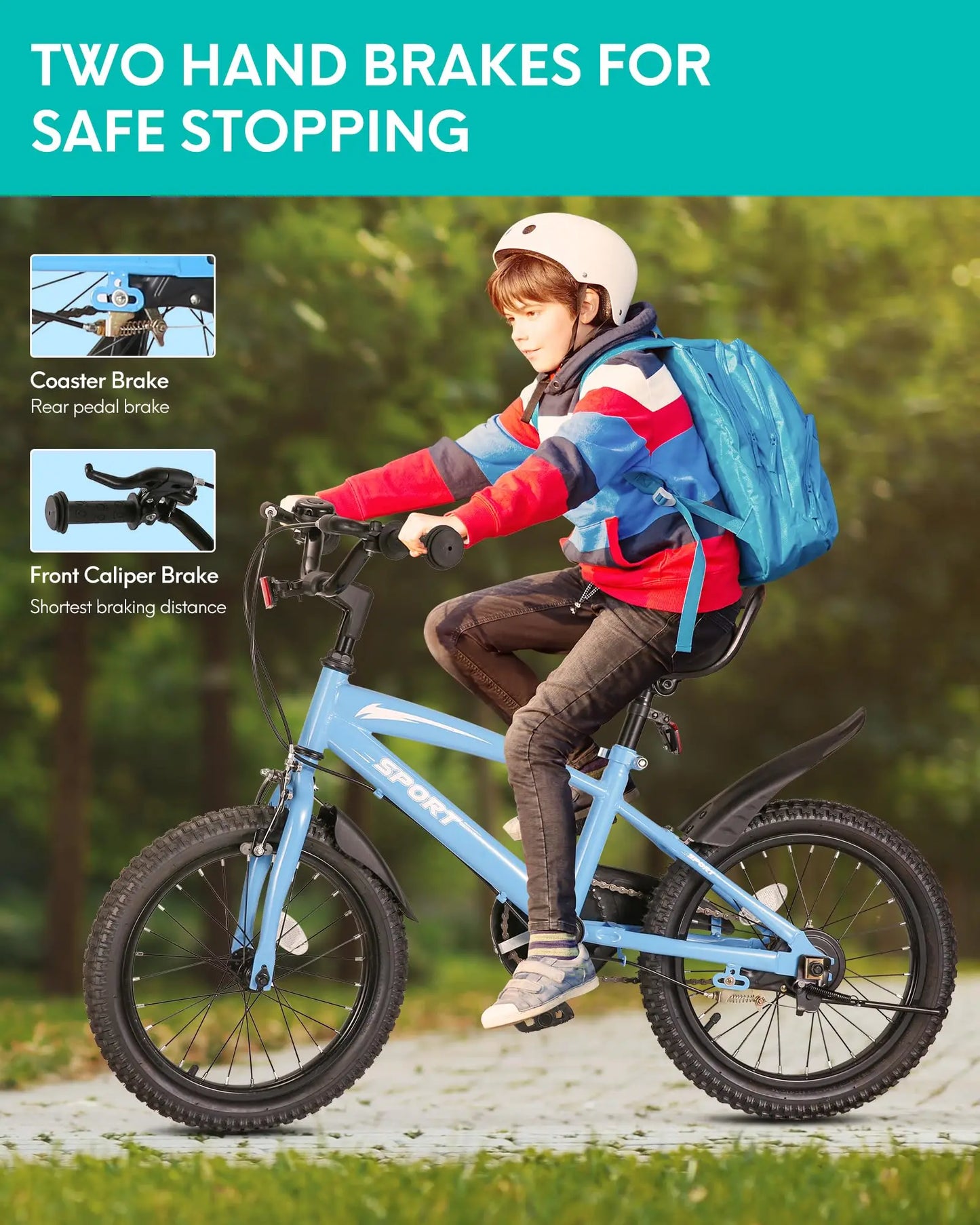 Unisex Kids Bicycle With Training Wheels And Dual Handbrake