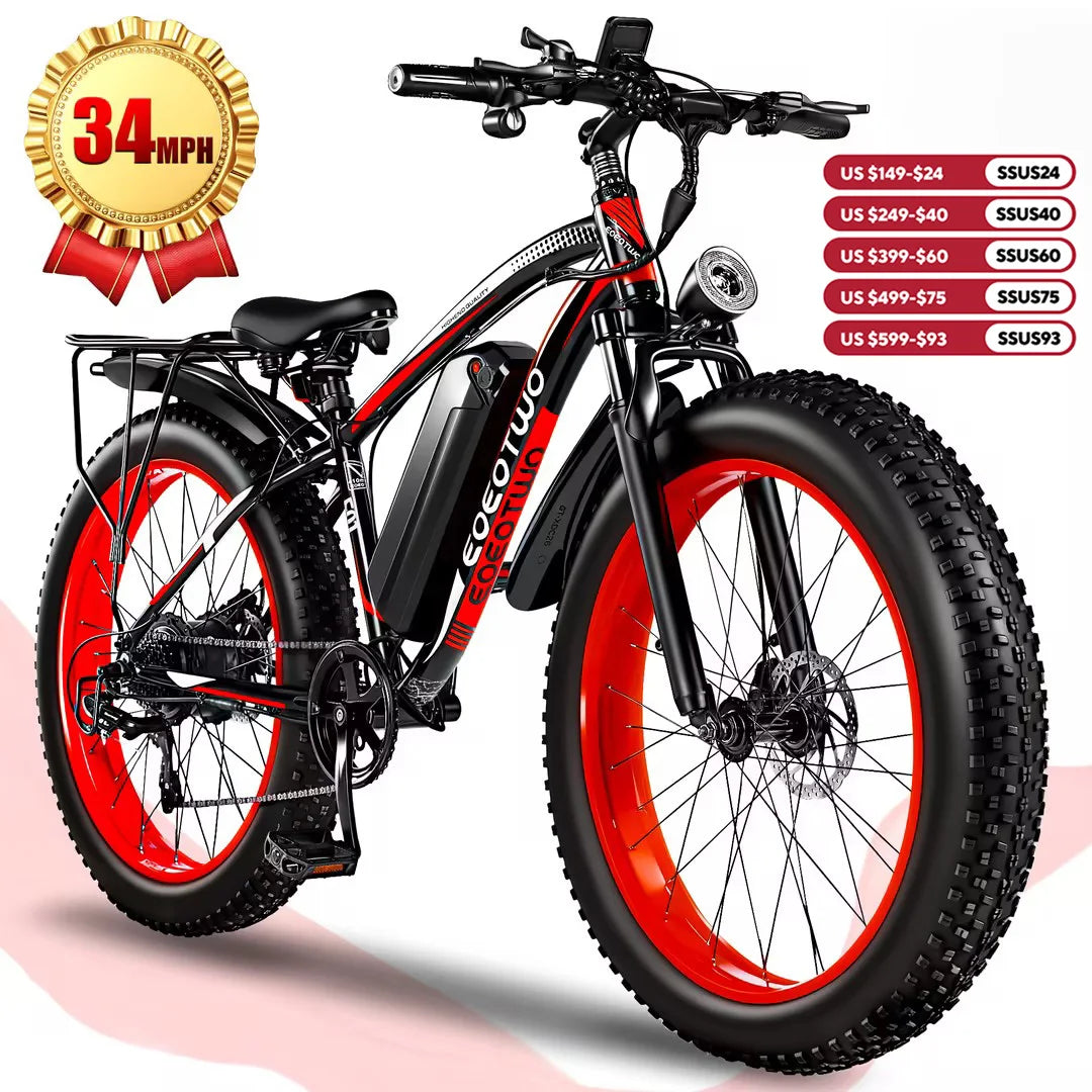 EOEOTWO 1500W 48V Electric Bike With 15Ah Battery And Fat Tires