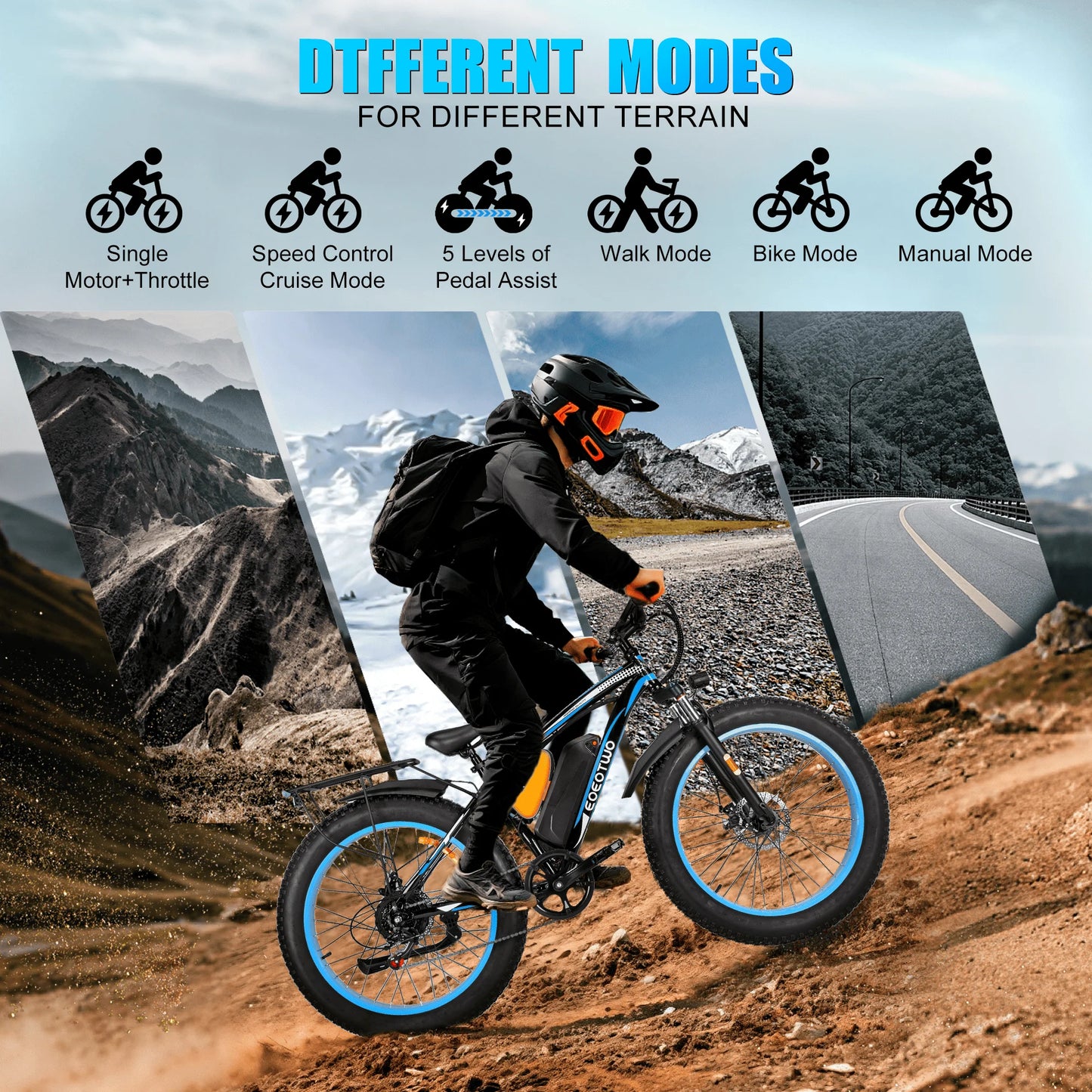 EOEOTWO Electric Bike 1500W Peak Fat Tire Ebike For Adults 30 MPH